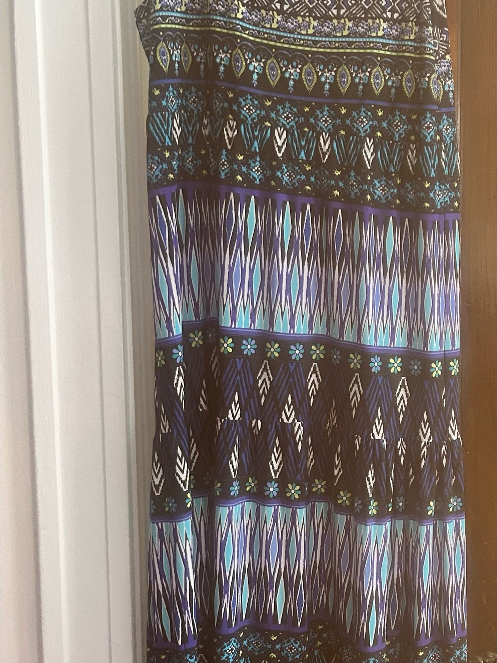 Danny & Nicole Blue and Black Patterned Maxi Dress